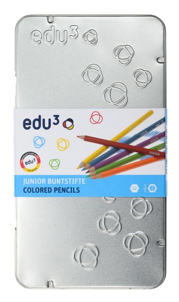 edu³ Junior sechskant Buntstifte im Metalletui, 12 Stück edu³ Junior sechskant Buntstifte im Metalletui, 12 Stück