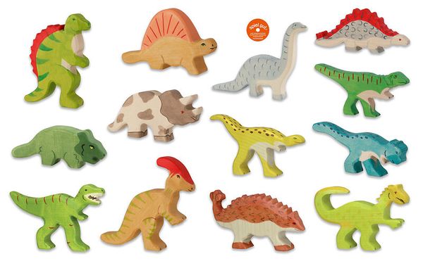 GOKI Holztiger Dino-Set, mit 13 Figuren, ab 3 Jahre