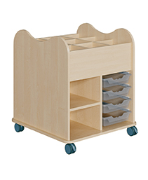 Holzwagen, Wäschestuhl, Rollwagen, Kastenkombination, Kiefernholz