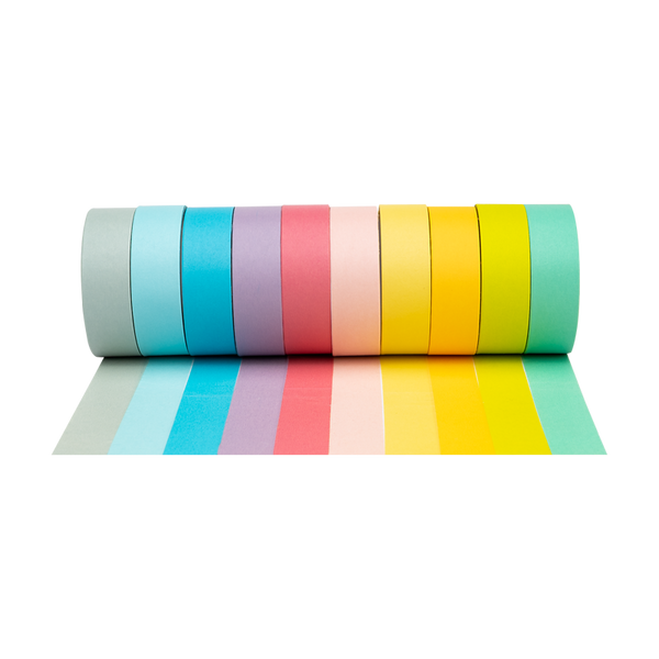 Washi-Tape Set, 10 Rollen farblich sortiert je 5m x 15 mm, Farben-Set wählbar