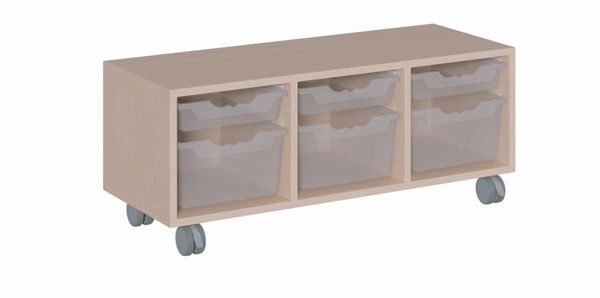 Regal fahrbar mit 3 flachen, 3 hohen ErgoTray Boxen (B/H/T: 105 x 42,5 x 40 cm) Regal fahrbar mit 3 flachen, 3 hohen ErgoTray Boxen (B/H/T: 105 x 42,5 x 40 cm)