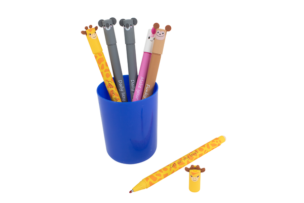 Animal Erase It! Radierbarer Gelschreiber im Set, 6 Stifte mit 4 Tiermotiven, ab 3 Jahre