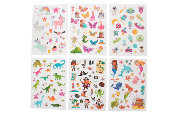 ELVIRAS Kindertattoos zum Aufkleben, 100 Stück, ab 3 Jahre, Motive wählbar