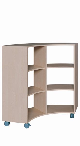 Eckschrank, Wandregal, Rollcontainer, Holzoberteil, Rollbare Schrankplatte