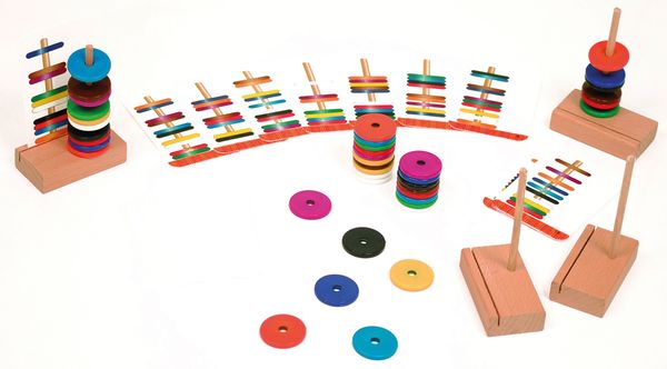holzspielzeug, konstruktionsspielzeug, farbig, ringe, stangen