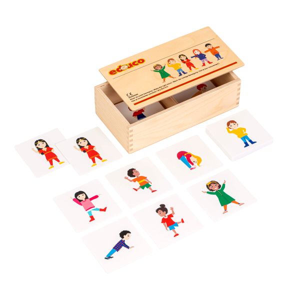 Kinderspiel, Bildkarten, Holzkasten, Kinderfiguren, Lernspielzeug