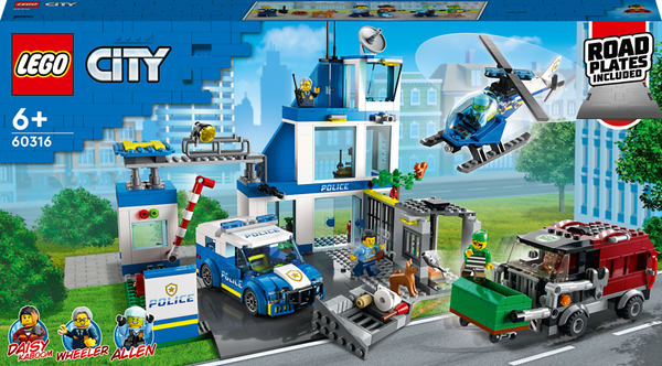 Lego City, Polizei-Station, Polizei Auto, Hubschrauber, Straßenplatte enthalten