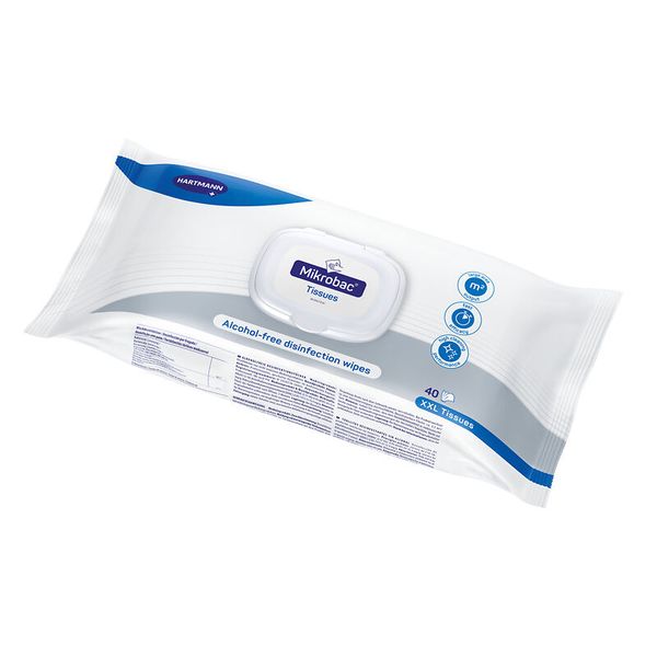 Tissues, Disinfection wipes, Alcohol-free, Mikrobac Tissues, Pack size 40
