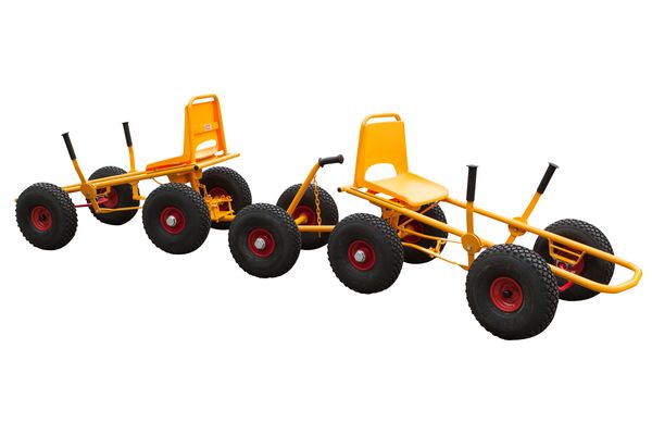 Geländewagen, Schlepplaufwagen, Kettenfahrzeug, Kinderfahrzeug, Gelb