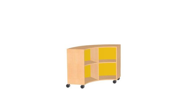 BasicPlus Viertelkreisschrank, offen, mit Plexiglasrückwand, je 1 fester Boden