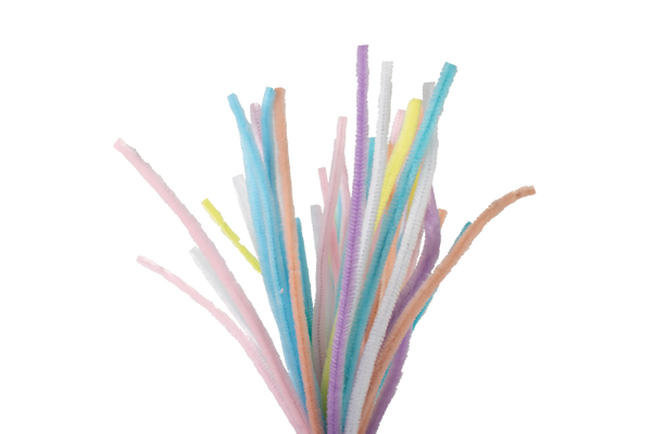 ELVIRAS Pfeifenputzer pastell, 50 cm lang, Ø 8 mm, farbig sortiert, 50 Stück