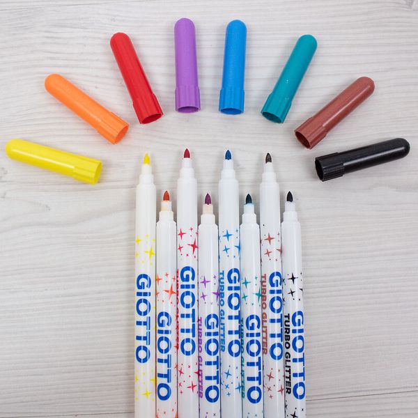 GIOTTO Turbo Glitter-Fasermaler, Etui mit 8 Stück