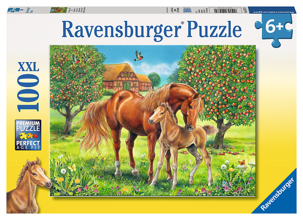 RAVENSBURGER XXL Kinderpuzzle - Pferdeglück auf der Wiese, 100 XXL-Teile, ab 6 Jahre
