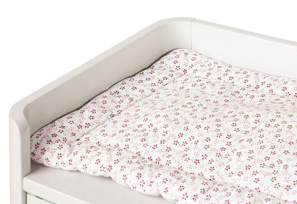 Baumwolldecke, Baby-Krabbelbett, Rosa Blumendesign, ohne Schlummer-/Schutzgitter, Matratzenauflage