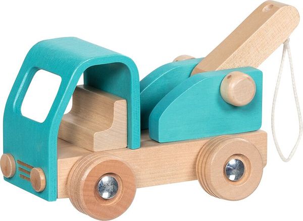 Holzfahrzeug, Holzauto, Spielzeugtruck, Kranwagen, Bauernwagen
