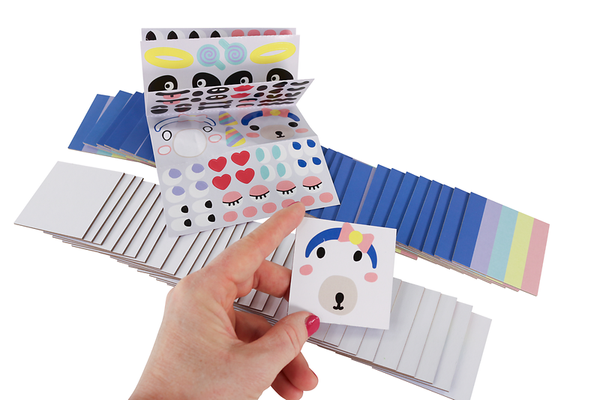 Sticker-Set, Gesichtskarten, bunte Muster, Bastelset, Mini-Karten