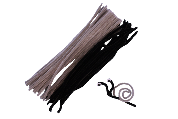 ELVIRAS Pfeifenputzer, schwarz, 50cm, 8mm, 10 Stück