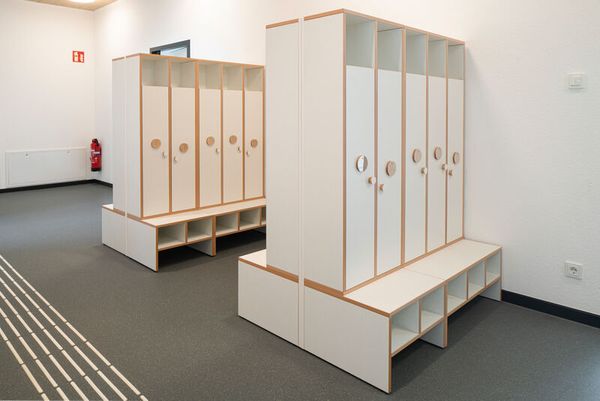 locker, lockers, wardrobe, storage, bench