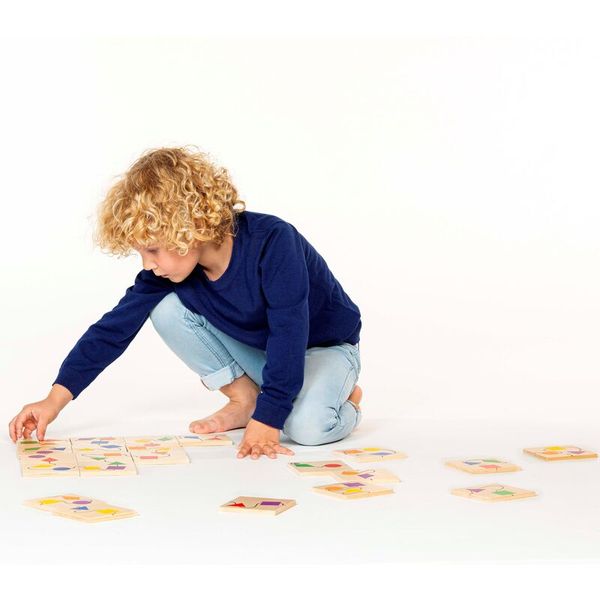kinder, junge, spielen, karten, puzzle