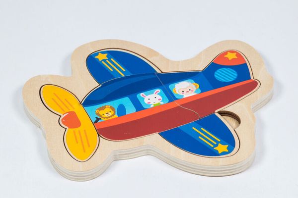 Holzspielzeug, Flugzeug, Puzzlespiel, Farbenfroh, Tiermotive