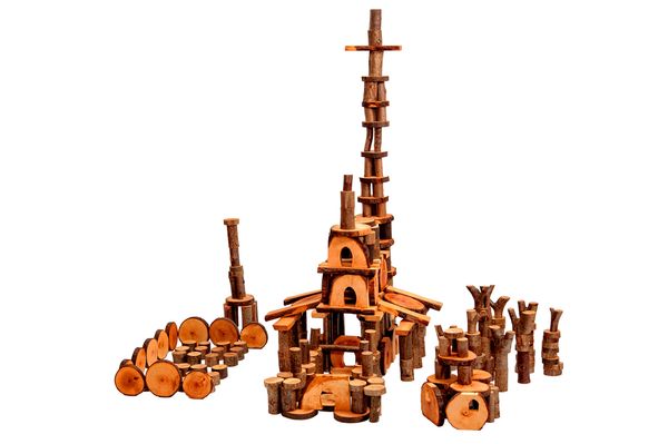 MAGIC WOOD EcoBlocks Waldbauklötze mit Rinde, 330 Teile