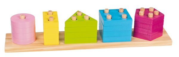GOKI Steckspiel, Farben- und Formen Sortierspiel, 21-teilig, Holz, ab 2 Jahre