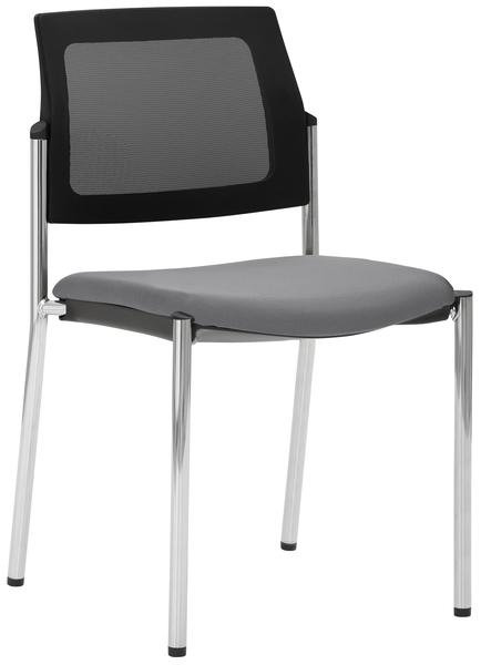 MAYER SITZMÖBEL Stapel-/Konferenzstuhl, Netzrücken schwarz, 4-Fuß Chrom, 2er-Set