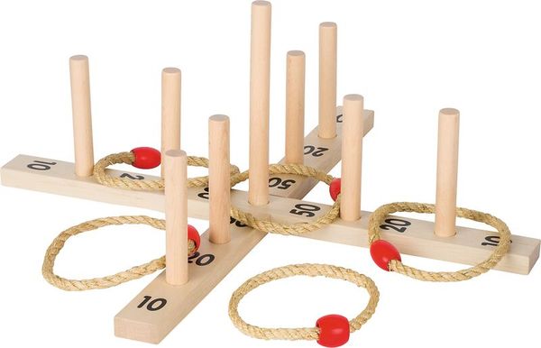 Holz, Ringwurfspiel, Leder?
