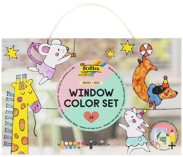 FOLIA Window Color Set Basic, in 10 Farben sortiert, 10 Flaschen mit je 80 ml