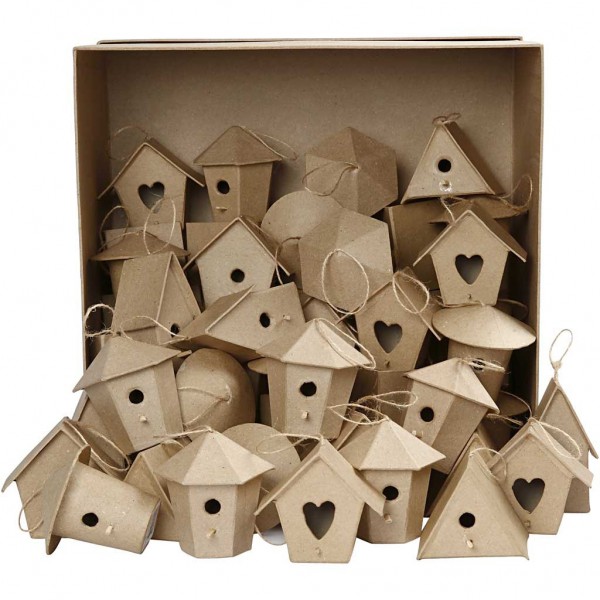 Modellhäuser, Vogelnistkästen, Papier/Pappe, Herbstdeko, Openwork Muster