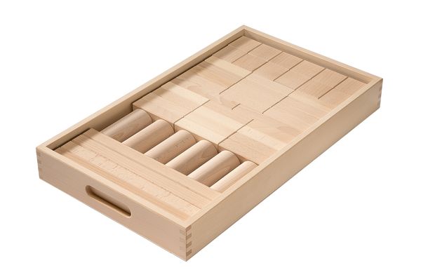 BRUDERHAUS DIAKONIE 42 Bausteine im Fröbelmaß (50 mm) im großen Erweiterungskasten, natur oder farbig wählbar BRUDERHAUS DIAKONIE 42 Bausteine im Fröbelmaß (50 mm) im großen Erweiterungskasten, natur oder farbig wählbar