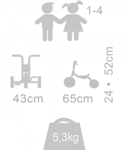 Kinderwagen, 2-Gang, 43cm, 65cm, 5,3kg