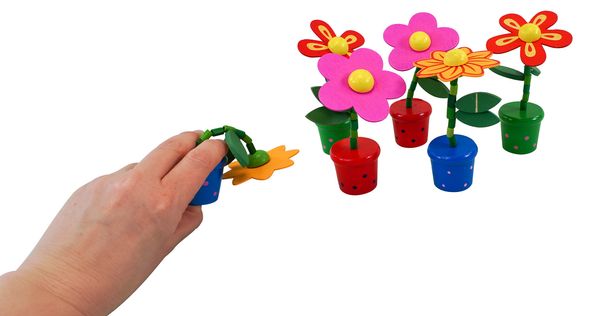 Wackelblume aus Holz, 6 Stück