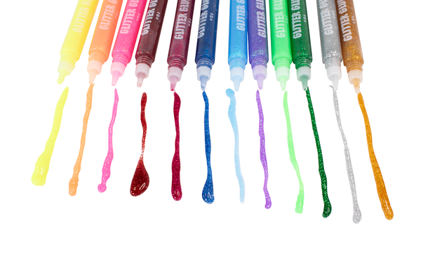 Klebestifte mit Glitzereffekt, farbig sortiert, 12 Farben