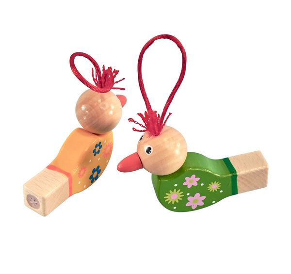 Holzvogelpfeife bunt, 6 Stück Holzvogelpfeife bunt, 6 Stück