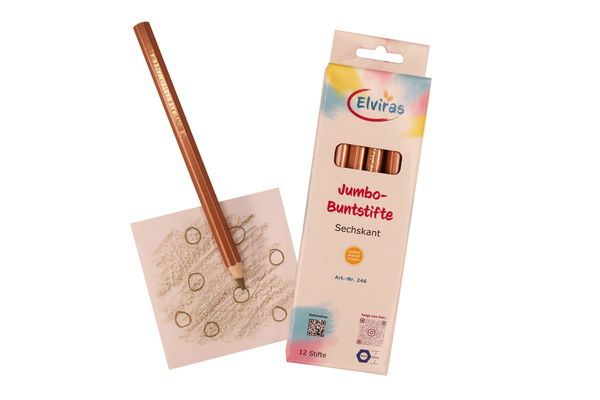 ELVIRAS Jumbo Sechskant-Buntstifte, 12 Stück, Farbe wählbar