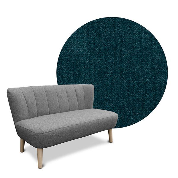 Sofa, Grau, Stoff, Beinholz, Rundteppich