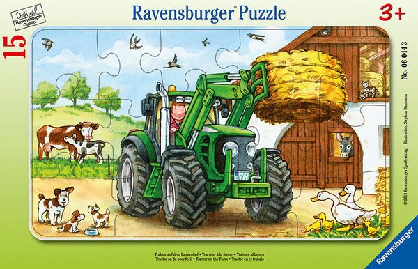 tractor, tractor mit Heuballen, Bauernhof, grüner Traktor, Heu Ballen