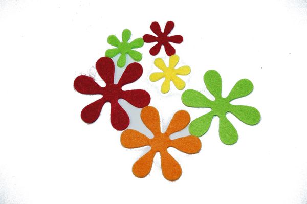felt flowers, florale Formen, bunte Dekoration, Blütenformen, mehrfarbig