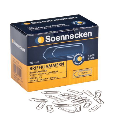 Briefklammern, Bürobedarf, 26 mm, Stahl, 1.000 Stück
