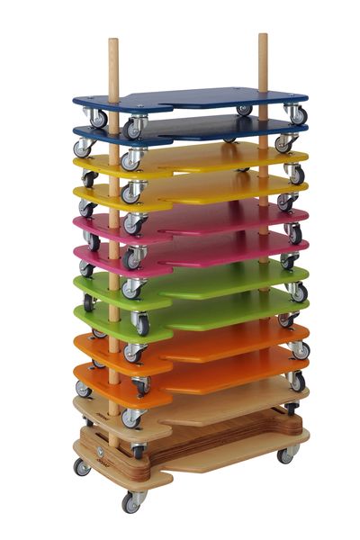 Korbwagen, Kunststoffplatten, Rollwagen, Verstellbarer Wagen, Multicolor Stackwagen