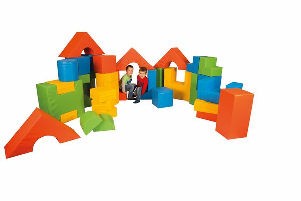 Bausteine, Kunststoff, Bauklötze, Bunte Formen, Kinder Spielzeug