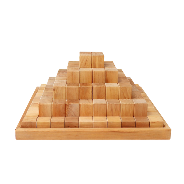 GRIMM´S Große Stufenpyramide Natur, 100 Klötze + 1 Holzrahmen, ab 3 Jahre