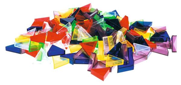 tangram puzzle, transparente fliesen, bunte dreiecke, plastik geometrie, stapelstücke