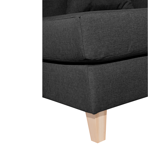 Ecksofa, Sessel, Grau, Stoffbezug, Holzbein