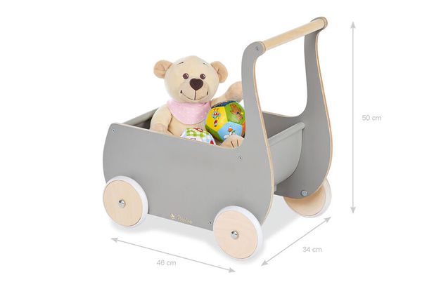 Spielzeugwagen, Holzspielzeug, Kuscheltier, Wagen mit Griff, Naturholz