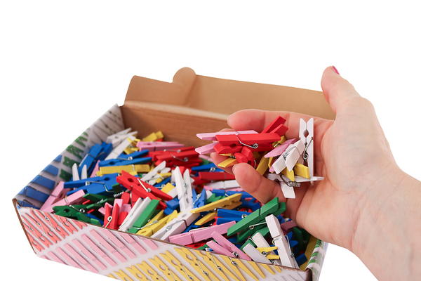 FOLIA Holzklammern, 2,5-5 cm, Großpackung, 480 Stück, Farbe wählbar
