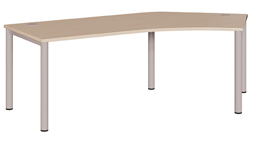 Schreibtisch mit Freiformplatte und Kabeldurchlässen Schreibtisch mit Freiformplatte und Kabeldurchlässen