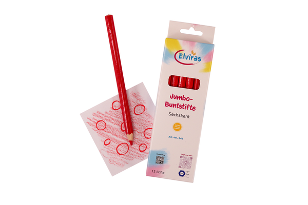 ELVIRAS Jumbo Sechskant-Buntstifte, 12 Stück, Farbe wählbar