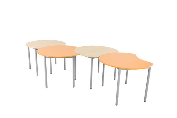 rundtisch, tischset, holzplatte, metallbeine, konfiguration